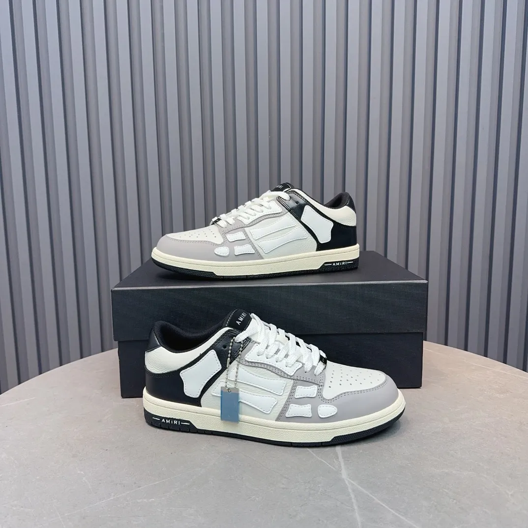 Men's men's shoes 💰600 AMIRI high street sneakers with bone sports shoes, toe layer cowhide upper, upper side bones, hand-stitched, good three-dimensional effect, customized metal LOGO, size 38-45 46